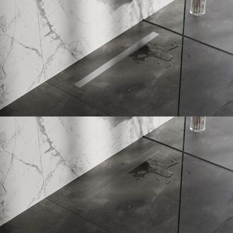 Marcel Breuer Douchegoot - 90x7x6.7cm - ondiepe vloerflens - zijuitloop - tegelinlegrooster omkeerbaar - RVS