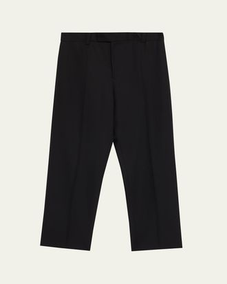 Versace Mens Wool Straight Leg Flat-Front Trousers