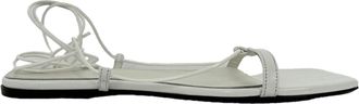 Toteme Lace Up Leather Sandals in White Leather