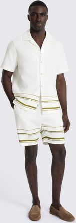 Moss Olive Stripe Cotton Shorts