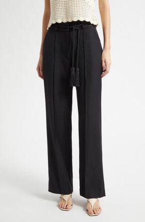 Poss&eacute; Elspeth Pleat Front Wool Pants in Black at Nordstrom, Size Xx-Large