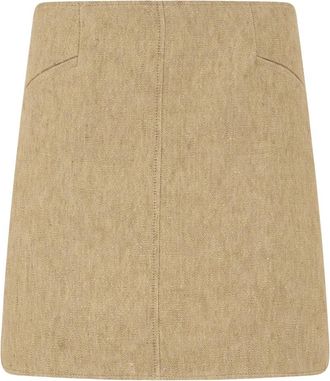 Alberta Ferretti Rechte klassieke minirok - Dames - Korte rokken - Beige - S - Linnen - Rokken