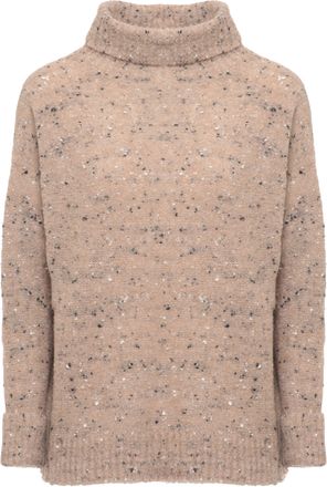 D.exterior Beige High-Neck Wool Sweater