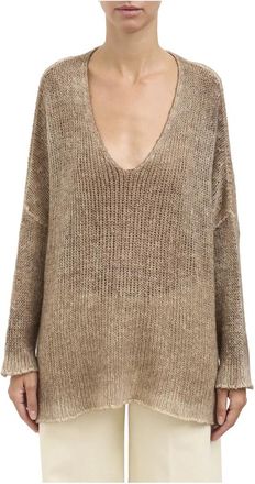 Avant Toi Maglia Scollo a V in Garza di Cashmere - Dames - V-hals truien - Bruin - S - Kasjmier - Truien & Vesten