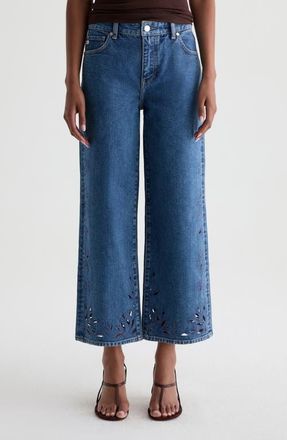 AG - Adriano Goldschmied Saige Wide Leg Crop Jeans in Malbec at Nordstrom, Size 31
