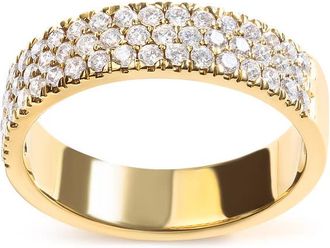 House of Brilliance 14K Yellow Gold Pave Set 3/4 cttw Multi Row Diamond Band Ring (H-I Color, SI2-I1 Clarity)