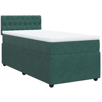 vidaXL Cama Box Spring Con Colch&oacute;n Terciopelo Verde Oscuro 90x200 Cm Vidaxl