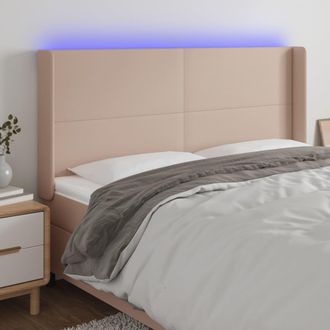 vidaXL Cabecero Con Led Cuero Sint&eacute;tico Capuchino 183x16x118/128cm Vidaxl