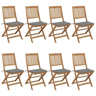 vidaXL Vidaxl - Sedie Da Giardino Pieghevoli 8 Pz Con Cuscini Massello Acacia