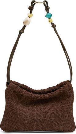 Aim&eacute;e Tie Breaker Shoulder Bag in Fudge Woven Suede at Nordstrom