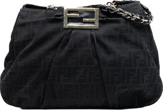 Fendi Womens Pre-owned Large Zucca Canvas Mia Tote - Black Textile - One Size