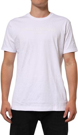 Dolce & Gabbana Mens White Cotton Crew Neck Short Sleeves T-Shirt