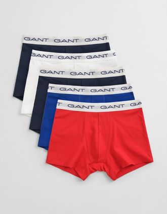 GANT Mens GANT Mens Slim Fit Stretch Cotton Jersey Trunks 5-Pack - 105 Multicolour - Red - Size: 35/34/32