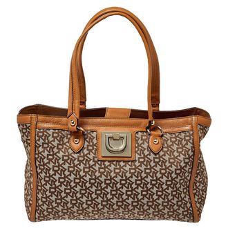 DKNY Dkny Beige/tan Signature Canvas And Leather Tote