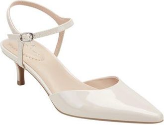 Bandolino Rose Ankle Strap Pointed Toe Kitten Heel Sandal in Ivory at Nordstrom, Size 6.5