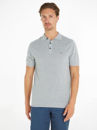 Tommy Hilfiger Poloshirt TOMMY HILFIGER CHAIN RIDGE STRUCTURE SS POLO, Herren, Gr. 3XL, grau (light grau), Strick, Obermaterial: 100% Baumwolle, meliert, regular fit
