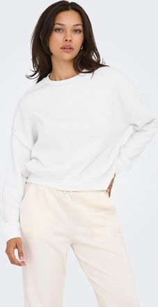 Only Sweatshirt ONLY ONLSWEAT L/S CREW OVERSIZE SWT, Damen, Gr. XL, wei&szlig;, Sweatware, Obermaterial: 60% Baumwolle, 40% Polyester, unifarben, loose fit norma