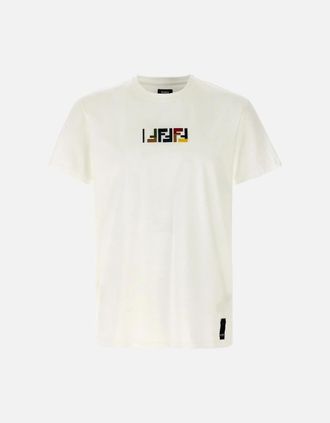 Fendi Mens Fendi Triple FF Logo T-Shirt in White - Size: 44