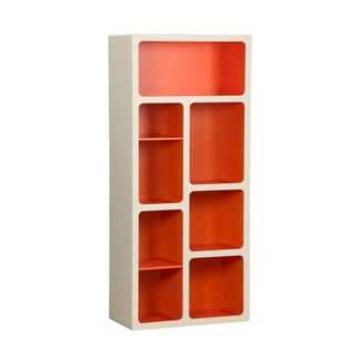Sweeek Estanter&iacute;a org&aacute;nica de madera bicolor, 8 compartimentos, naranja
