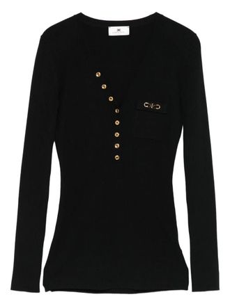 Elisabetta Franchi Ribbed Knit Top With Breast Pocket