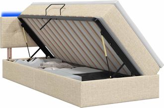 vidaXL Cama De Almacenamiento Led Con Colch&oacute;n Crema 90 X 200 Cm Tela Vidaxl