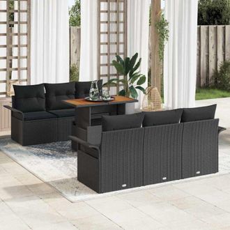 vidaXL Conjunto De Sof&aacute; De Jard&iacute;n 7 Pcs Negro 100 X 55 X 73 Cm Vidaxl