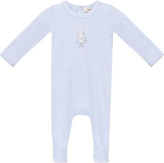 Fragile Front Chest Ribbed Romper in Blue at Nordstrom, Size 1M