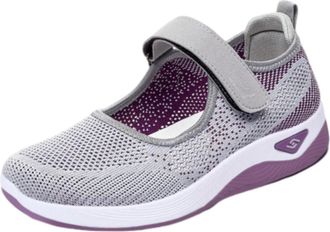 Generic Womens Wide Fit Shoes Slip-On Flat Walking Shoes Mesh Breathable Lightweight Casual Sneakers Work Sport Running Training Shoes,JH45,3.5,Gray01