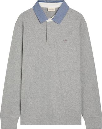 GANT Chambray-collar Cotton Rugby Shirt - Grey - Xxl