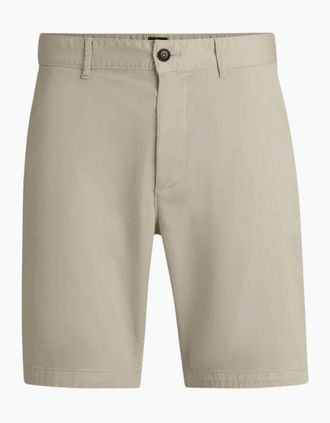 HUGO BOSS Mens Cotton Slim Fit Beige Chino Shorts - Cream