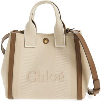 Chlo&eacute; Logo Canvas Tote in Vegetal Beige at Nordstrom