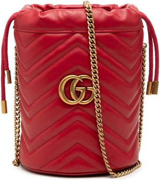 Gucci Pre-owned Gucci Small GG Marmont Matelasse Calfskin Bucket Bag Unisex WK37EUDTVS7USCXC