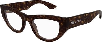 Alexander McQueen Stijlvolle Bril Am 0512O in Zwart - Dames - Brillen - Bruin - 51 MM - Accessoires