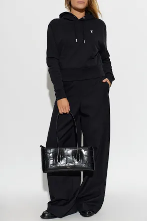 Ami Cotton Hoodie, Womens, Black
