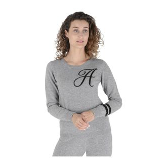 Dee Ocleppo Truien & Vesten, Dames, Grijs, L, Kasjmier, Cashmere Trui met Ronde Hals Stockbridge