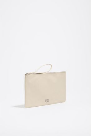 Bimba & Lola Medium Leather Zip Clutch in Ivory at Nordstrom