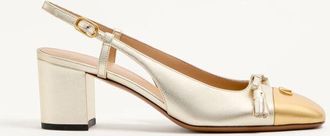 Valentino Garavani Valet Du Roi Slingback Pump In Laminated Nappa 60Mm Woman PLATINUM/GOLD 35.5
