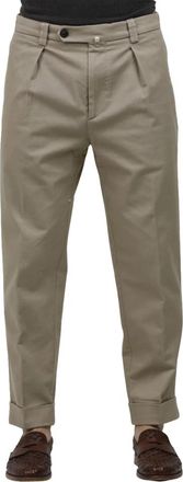 Berwich Stretch katoenen gewassen broek met cropped been - Heren - Chinos - Beige - XL - Katoen - Broeken