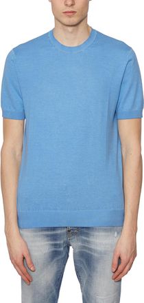 Paolo Pecora Mens Cotton Crew Neck T-shirt - Blue - Size X-Large