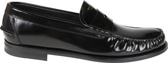 Prada Gekreukelde leren loafers - Heren - Loafers - Zwart - 39 1/2 EU - Leer - Schoenen