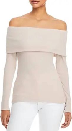 Enza Costa Sweater Knit Off The Shoulder Top In Rose Tan