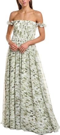 Rene Ruiz Off The Shoulder Ruffle Sleeves A-Line Gown