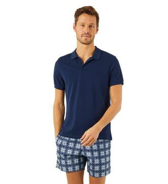 Vilebrequin Mens Solid Cotton Polo in Bleu Marine at Nordstrom, Size Xxx-Large