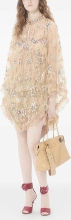 Valentino Garavani Panthea shoulder bag in nappa leather with chevron pattern - Neutrals