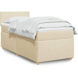 vidaXL Vidaxl - Cama Box Spring Con Colch&oacute;n Tela Color Crema 90x200 Cm