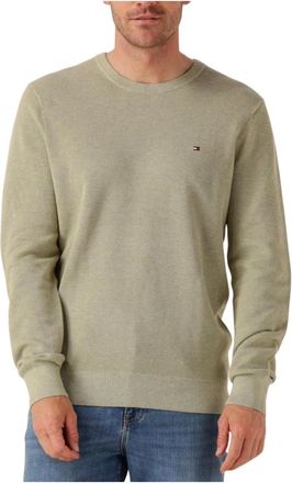 Tommy Hilfiger Truien & Vesten, Heren, Groen, XL, Groene Crew Neck Sweater Essential Structure
