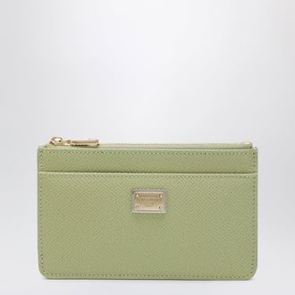 Dolce & Gabbana Dauphine calfskin zip card holder in sage