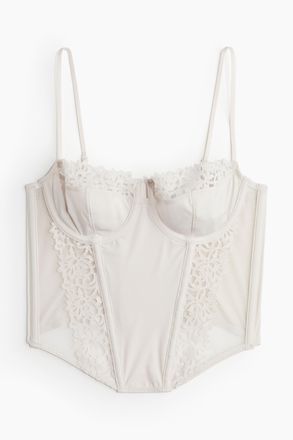 H&M Unwattiertes Bustier mit Stickereien - Blassbeige