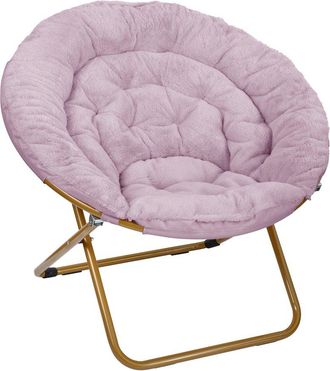 Flash Furniture Oversized Folding Saucer Chair, Dusty Purple Fabric/ Soft Gold Frame
