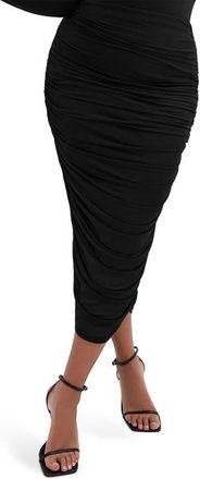 City Chic Anastasia Ruched Midi Skirt in Black at Nordstrom, Size 10W